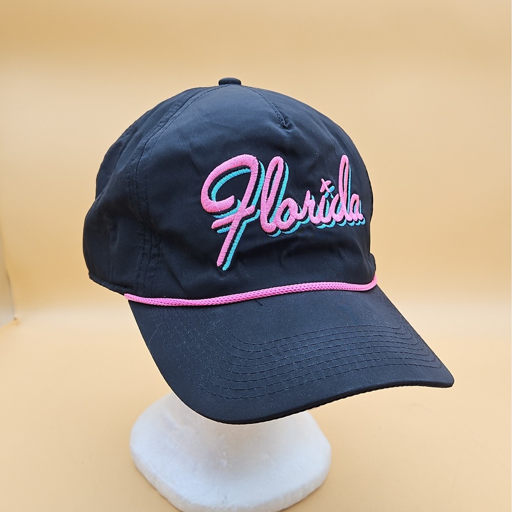 Bad Birdie Men's Florida Rope Golf Hat Adjustable Pink Black Cap One Size